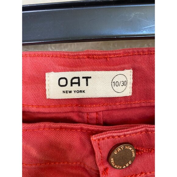 OAT New York Wide-Leg Cropped Pants Coral Pink 10/30 Cotton Blend Comfort Fit - Picture 5 of 8